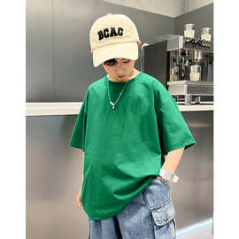 厂家直销，工厂发货！男童夏季光板短袖t恤儿童纯色纯棉打底上衣
