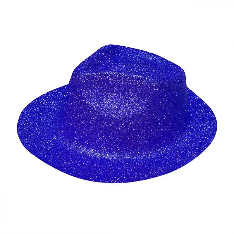 Nuevo sombrero alto sombrero de oro polvo sombrero de jazz sombrero vaquero plástico vestido de Halloween espectáculo de cebolla dorada polvo props