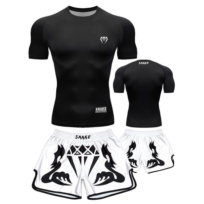 Cross-Border Fighting Clothing for Men and Women, Printed Two-Piece Boxing Clothing, Quick-Drying Sports Training Clothing, Summer Sanda Fighting Clothing