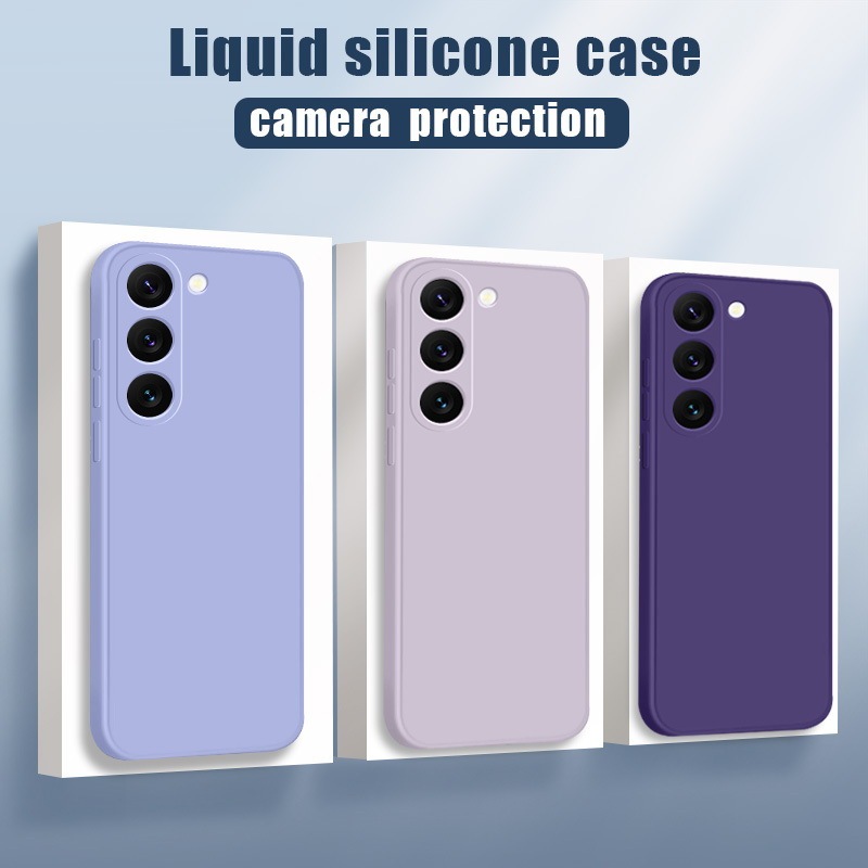 Suitable for Samsung S26Ultra Imitation Liquid Silicone Mobile Phone Case S24Fe Pure Color Simple S25 Straight Edge Anti-Fall Protection