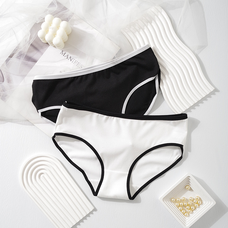 Manufacturer's Ready-Made Sports Style Girls' Underwear Summer Breathable Women's Underwear Classic Black and White Gray Underwear Contrasting Color 001 Manufacturer's Ready-Made Sports Style Girls' Underwear Summer Breathable Women's Underwear Classic Black and White Gray Underwear Contrasting Color 001