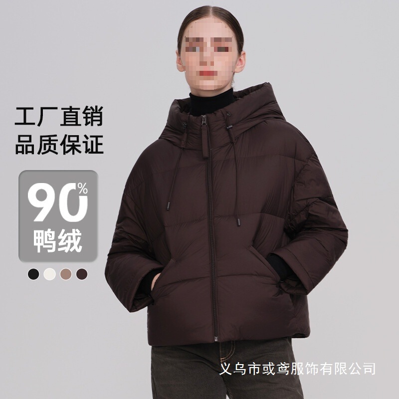 2025 down Jacket Women's Short Autumn and Winter Outer Wear Thickeneded Warm Hooded Women's Loose Jacket Wholesale