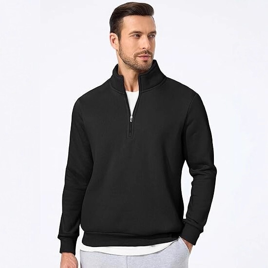 Men's Quarter-Zip Stand Collar Sweatshirt Casual Long Sleeve Men's Winter Autumn Warm Top Men's Quarter-Zip Stand Collar Sweatshirt Casual Long Sleeve Men's Winter Autumn Warm Top