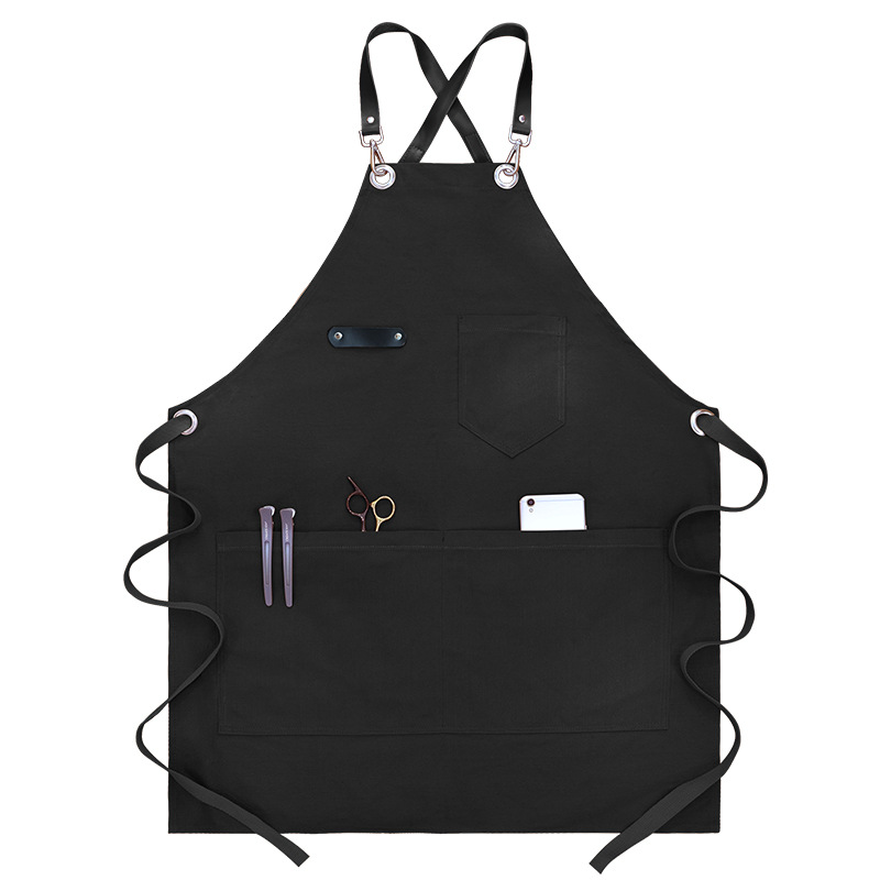 Transfronterizo Amazon grueso lona delantal logotipo personalizado barbero ropa de trabajo cafetería té con leche delantal al por mayor