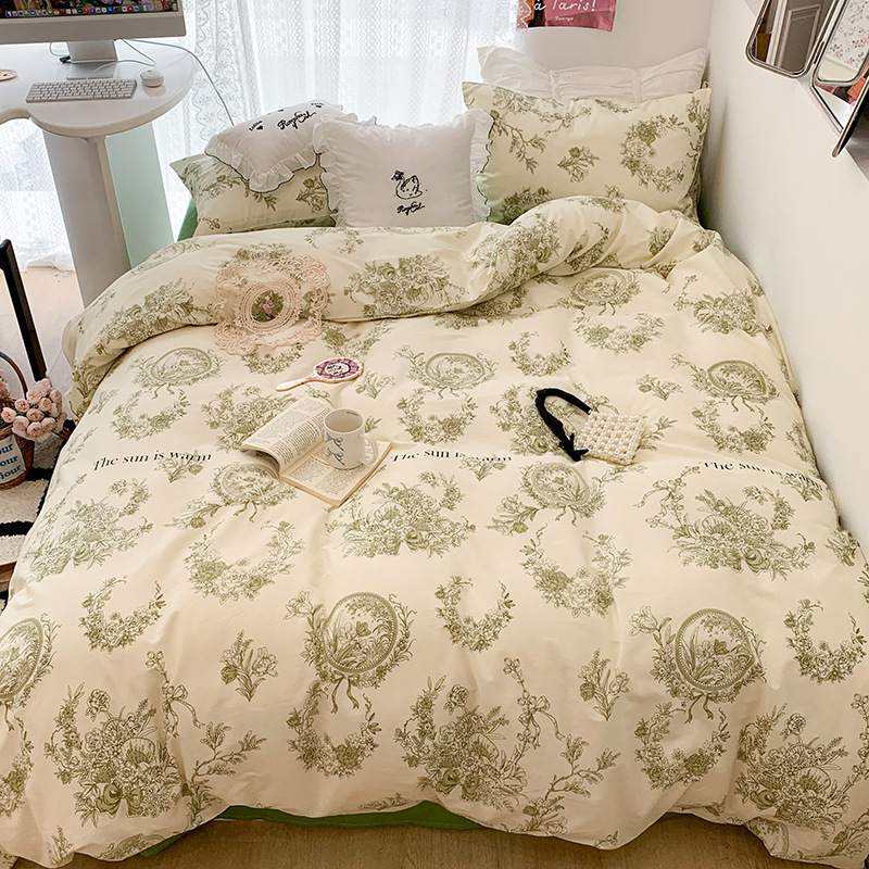 Sábana floral de algodón Juego de cuatro piezas Funda de edredón de algodón 100 Funda de almohada Juego de cama de tres piezas Se puede lavar a máquina 25 modelos domésticos