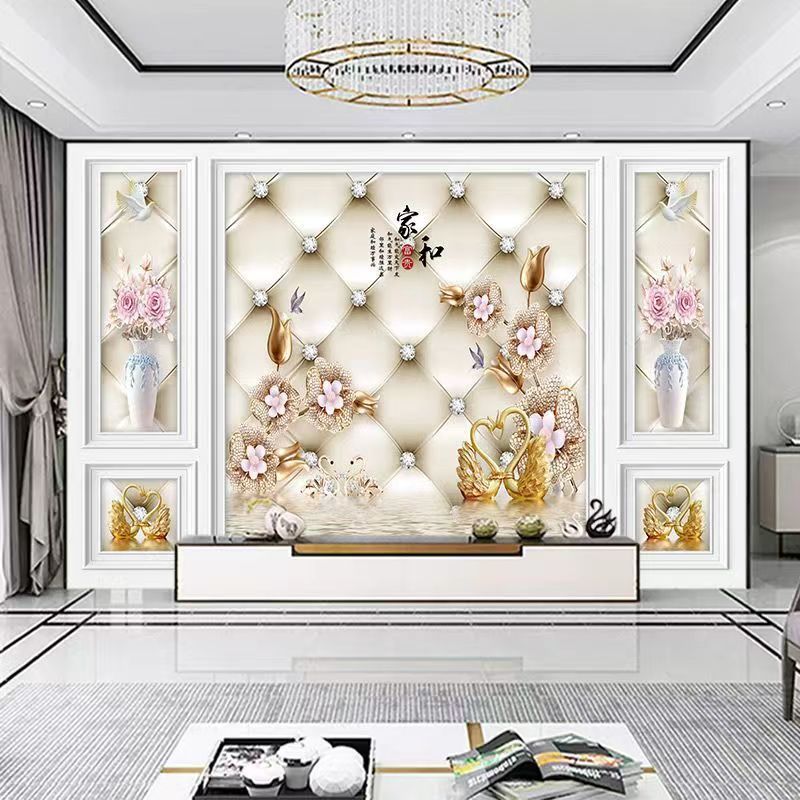 3d北欧电视背景墙布5d网红客厅卧室装饰墙画8d立体现代影视墙壁纸|undefined