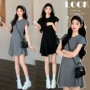 不规则韩式针织下摆连衣裙
