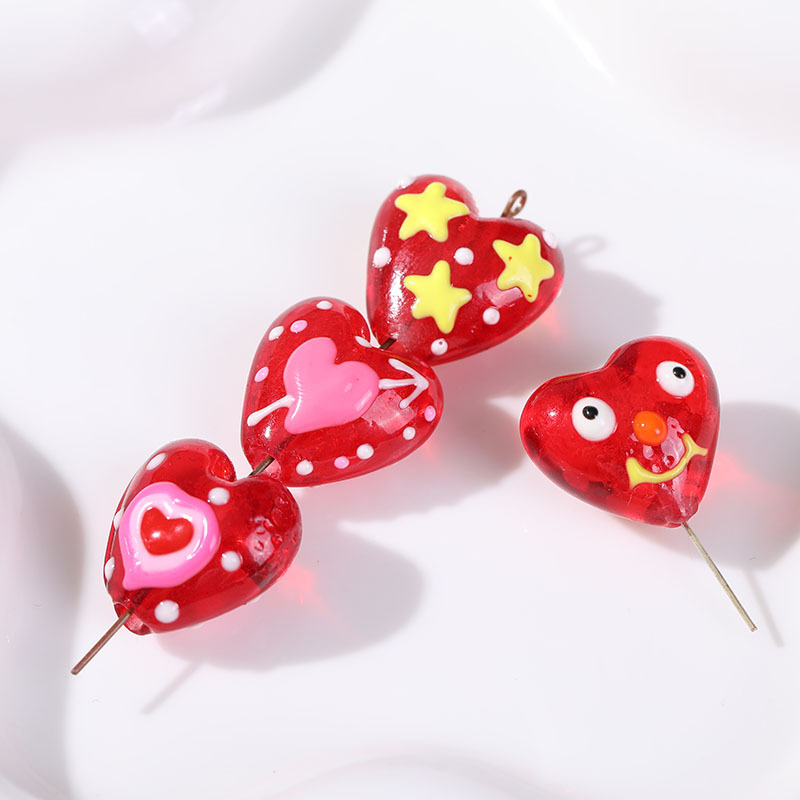 10g Weight Pendant, Beads Jewelry Making Type 20mm Jewelry Making Size DIY Jewelry Accessories Classification 1 Piece Quantity Glass Material Heart Shape Pattern Enamel Design Sweet Style 1 Piece 20mm Glass Heart Shape DIY Jewelry Accessories Pendant Beads 5