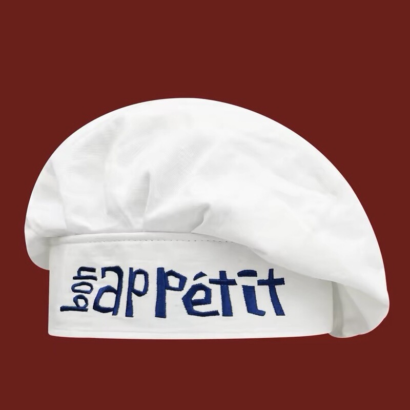 Fashionable photo prop chef hat for men and women, white letter embroidery, stylish pullover hat that makes the face look smaller Fashionable photo prop chef hat for men and women, white letter embroidery, stylish pullover hat that makes the face look smaller