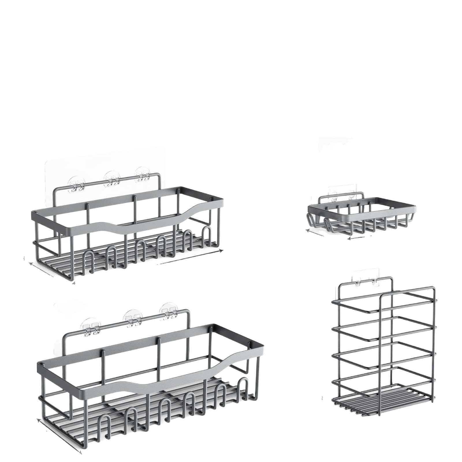 Organizador de Baño Gris sin Taladro, Estante de Pared para Ducha e Inodoro, Transfronterizo