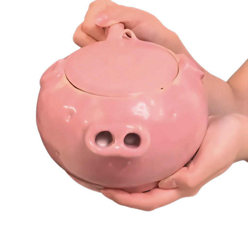 Cerrito cerámico tetera de agua divertida nariz de cerdo tetera de agua corriente para enviar a una amiga regalos de recitación taza de agua divertida cabeza de cerdo té