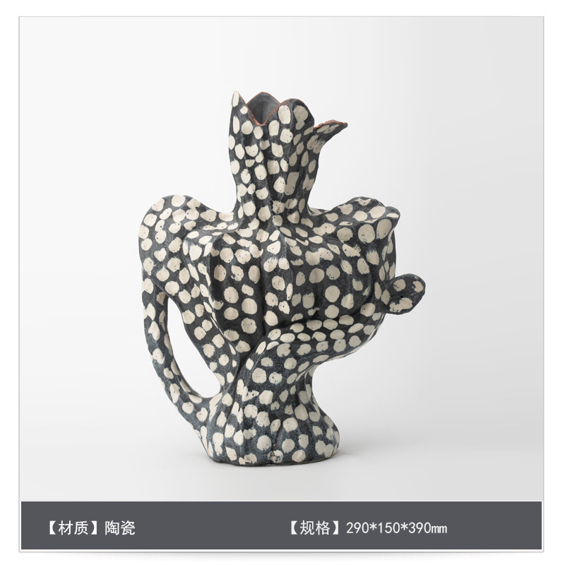 中世スタイルのセラミックフラワー花瓶装飾アートB&Bモデルルームゲストテーブルハイエンドフラワーアレンジメント装飾|undefined