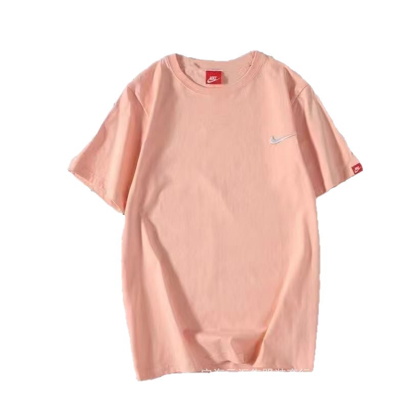 チェック柄Tシャツ メンズ 半袖 韓国風 スポーツカジュアル ホワイト 左側チェック刺繍 カップル向け スリムフィットTシャツ 丸首