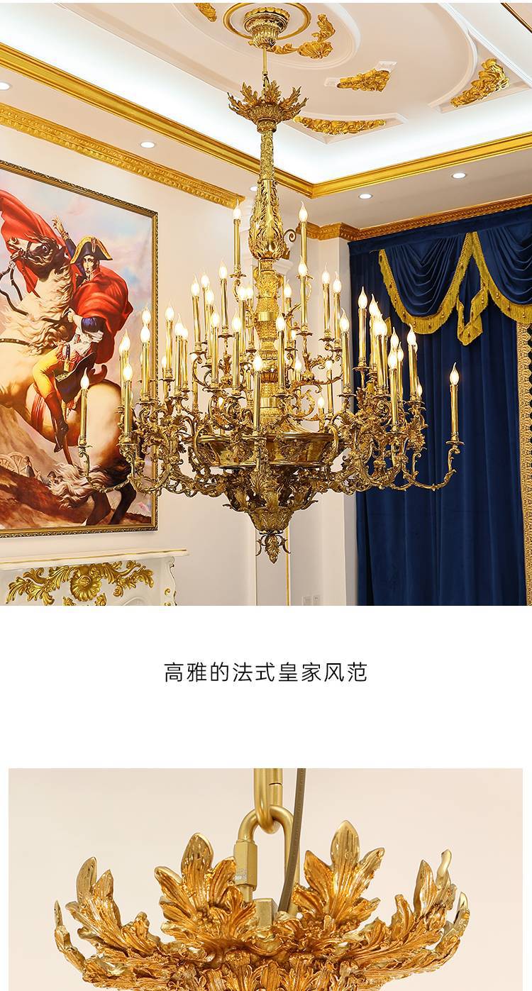 别墅客厅大吊灯欧式酒店餐厅全铜灯具创意个性法式蜡烛复式楼大灯-阿里巴巴