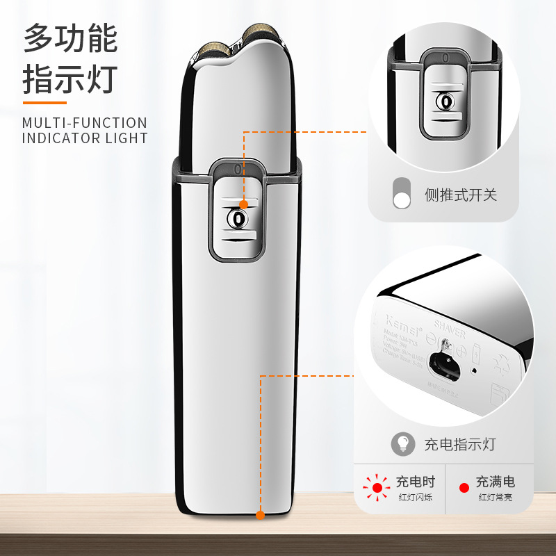 KEMEI KM-TX5 máquina de Afeitar eléctrica de vaivén USB recargable navaja flotante cuchillo neto barba cuchillo