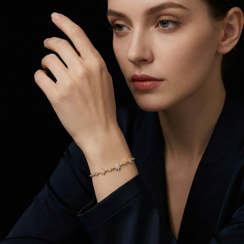Cross-Border Ultra-Shiny Zircon Eight-Pointed Star Bracelet, Light Luxury and High-End Feel, Women's Fresh and Fashionable Versatile Jewelry Wholesale Cross-Border Ultra-Shiny Zircon Eight-Pointed Star Bracelet, Light Luxury and High-End Feel, Women's Fresh and Fashionable Versatile Jewelry Wholesale