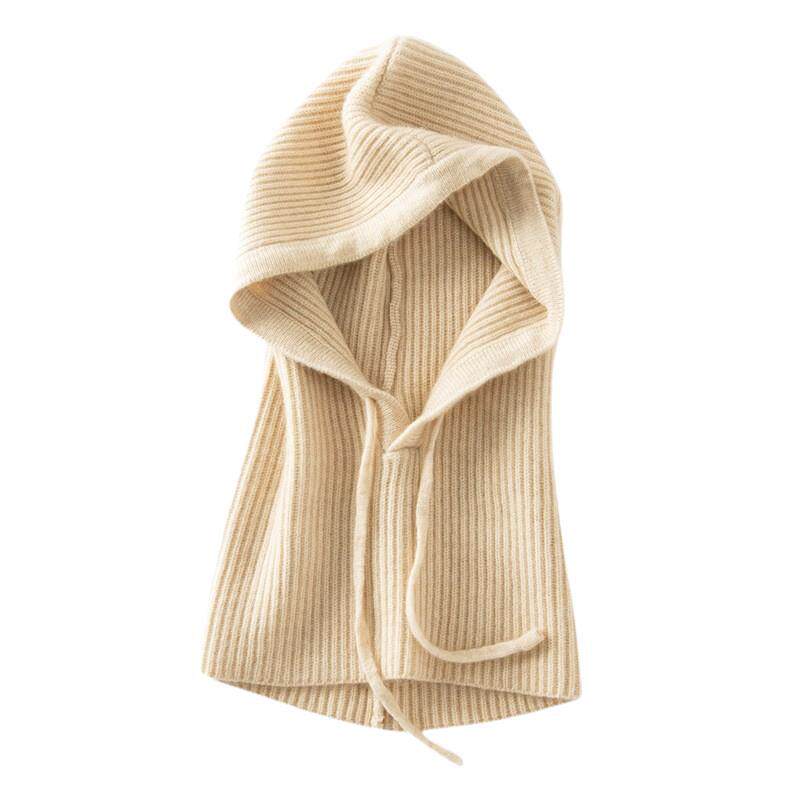 Mũ len cashmere kèm khăn quàng cổ liền khối nữ dệt kim giữ ấm tai mùa thu đông — Màu cà phê hoa, Màu cà phê đỏ, Màu xanh hải quân, Rượu vang đỏ