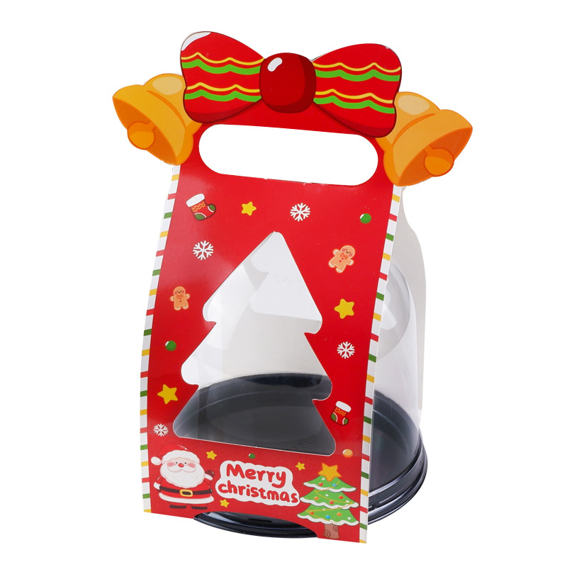 Caja de pastel de Navidad 4 pulgadas árbol de Navidad decoración de ancianos bola semicircular caja de regalo transparente caja de embalaje portátil para hornear