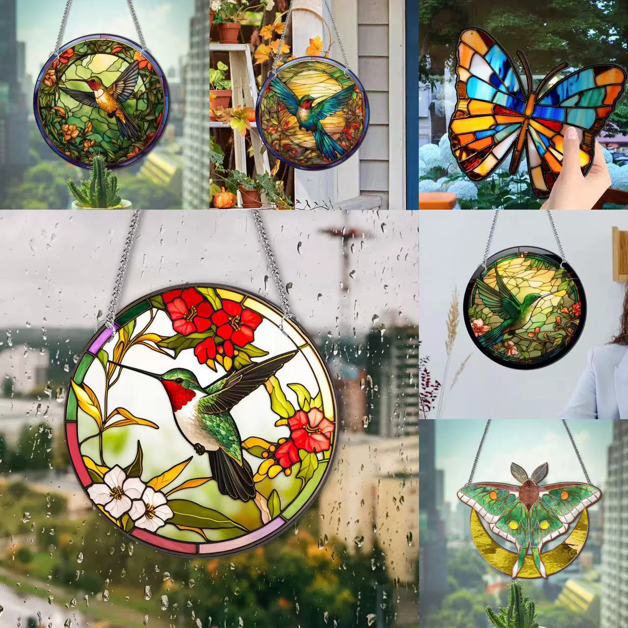 TYU110-162 трансграничная подвесная бабочка колибри акриловая цепочка подвесное украшение праздничное окно крыльцо украшение кулон