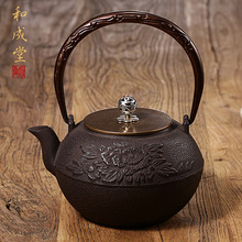 銅把銅蓋日本鐵壺 牡丹鐵壺套裝 鑄鐵壺 南部鐵器 煮水壺