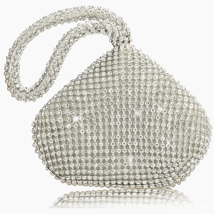 Pochette da sera da donna di alta gamma, scintillante, con design a triangolo e diamanti._voghion.com