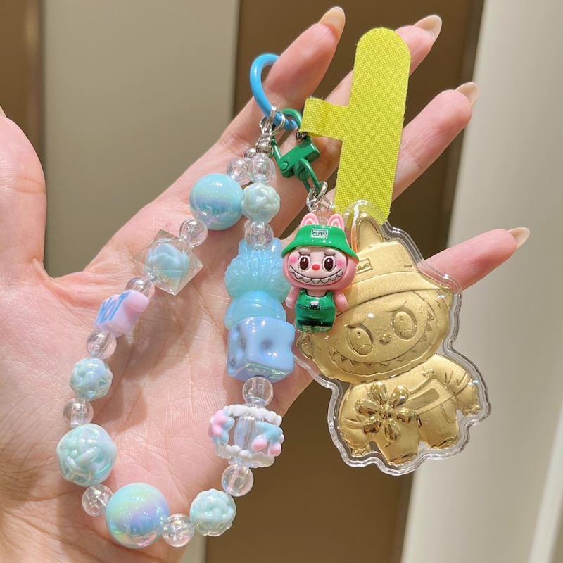 純金 20mg ラブブ クリスタルボール キーホルダー カード 携帯電話チェーン バッグ ペンダント ビーズ チェーン アクセサリー 誕生日ギフト|undefined