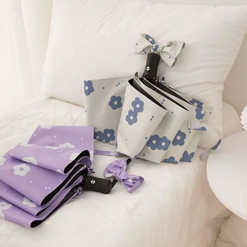 Маленький свежий зонт, полностью автоматический зонт, утолщенный и прочный, портативный складной солнцезащитный зонт от УФ-солнца как от дождя, так и от солнца.