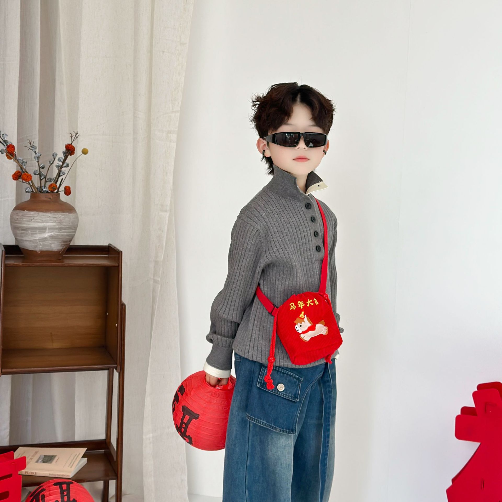 2026 bolsas de felicitación de niños caricaturas lindos pony baby mochila extranjera cuerda para niños y niñas billetera de Año Nuevo