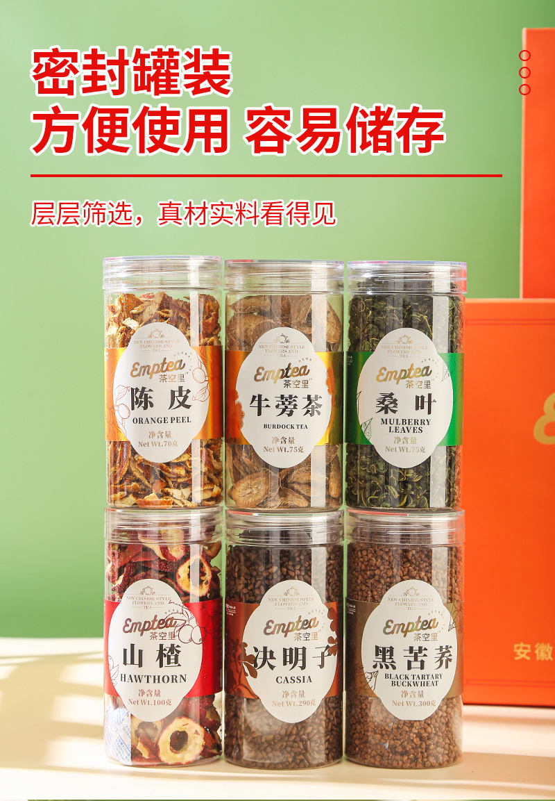 Custom Flower Tea Gift Box Set (6 Bottles) — Chrysanthemum, Cassia Seed & Honeysuckle Herbal Teas in use