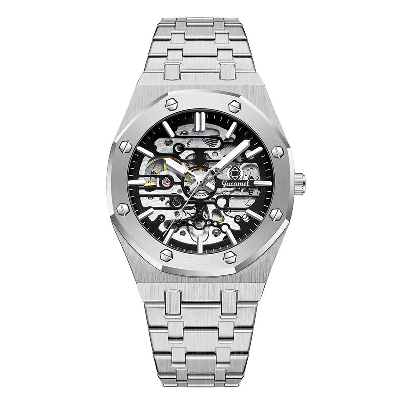 Silver shell black surface