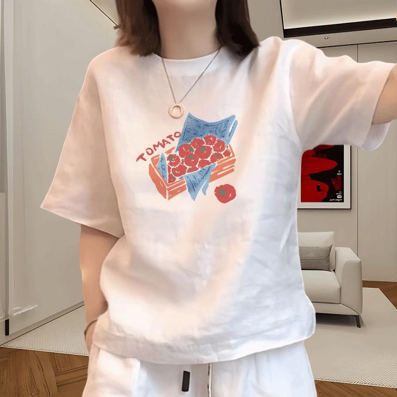 半袖2025新作おしゃれな純綿Tシャツレディース年齢軽減夏スタイルトップス|undefined