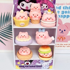 漫画アフタヌーンティーピンク豚ブラインドバッグかわいい diy ジュエリーペンダントキーホルダー人形デスクトップ小さな装飾品樹脂付き