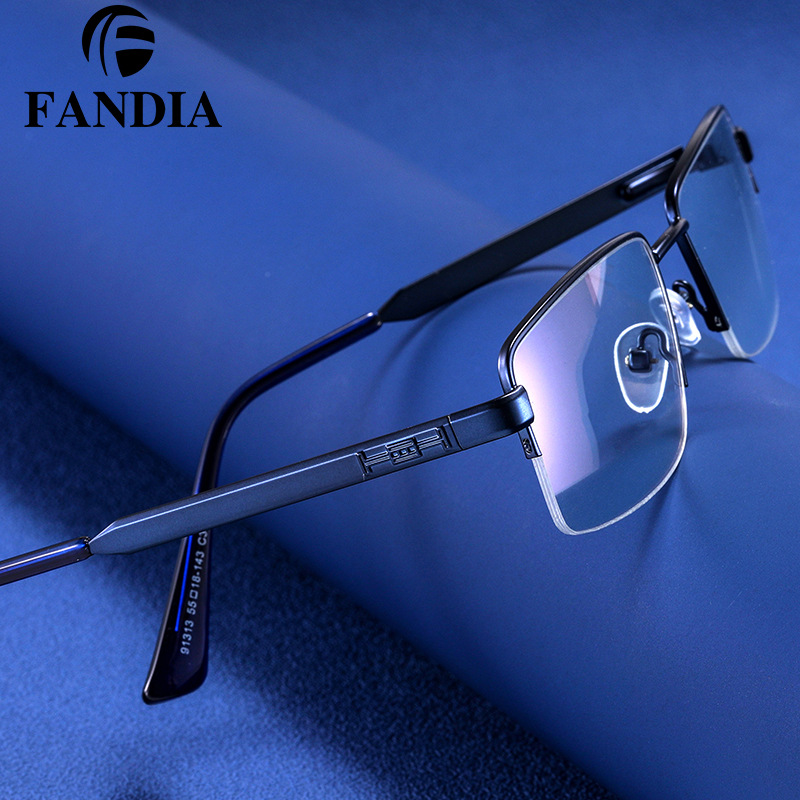 91313 nueva moda gafas de luz marco de metal medio marco gafas marco anti-azul gafas de luz con gafas de miopía para hombres