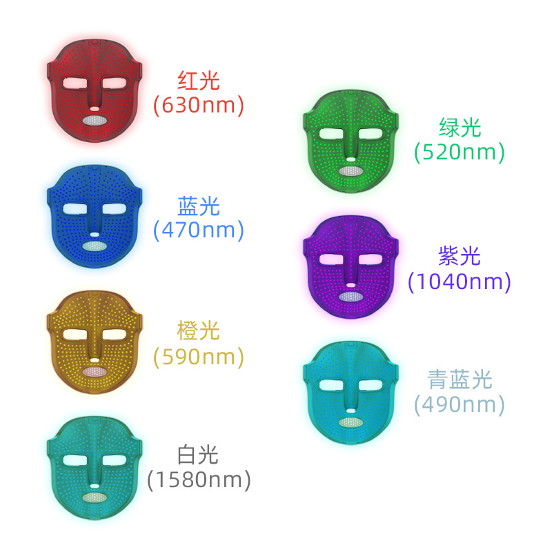 Colorful Beauty Mask International Trade Cross-Border Face Light Red and Blue Light Household Spectrometer LED Mask Device