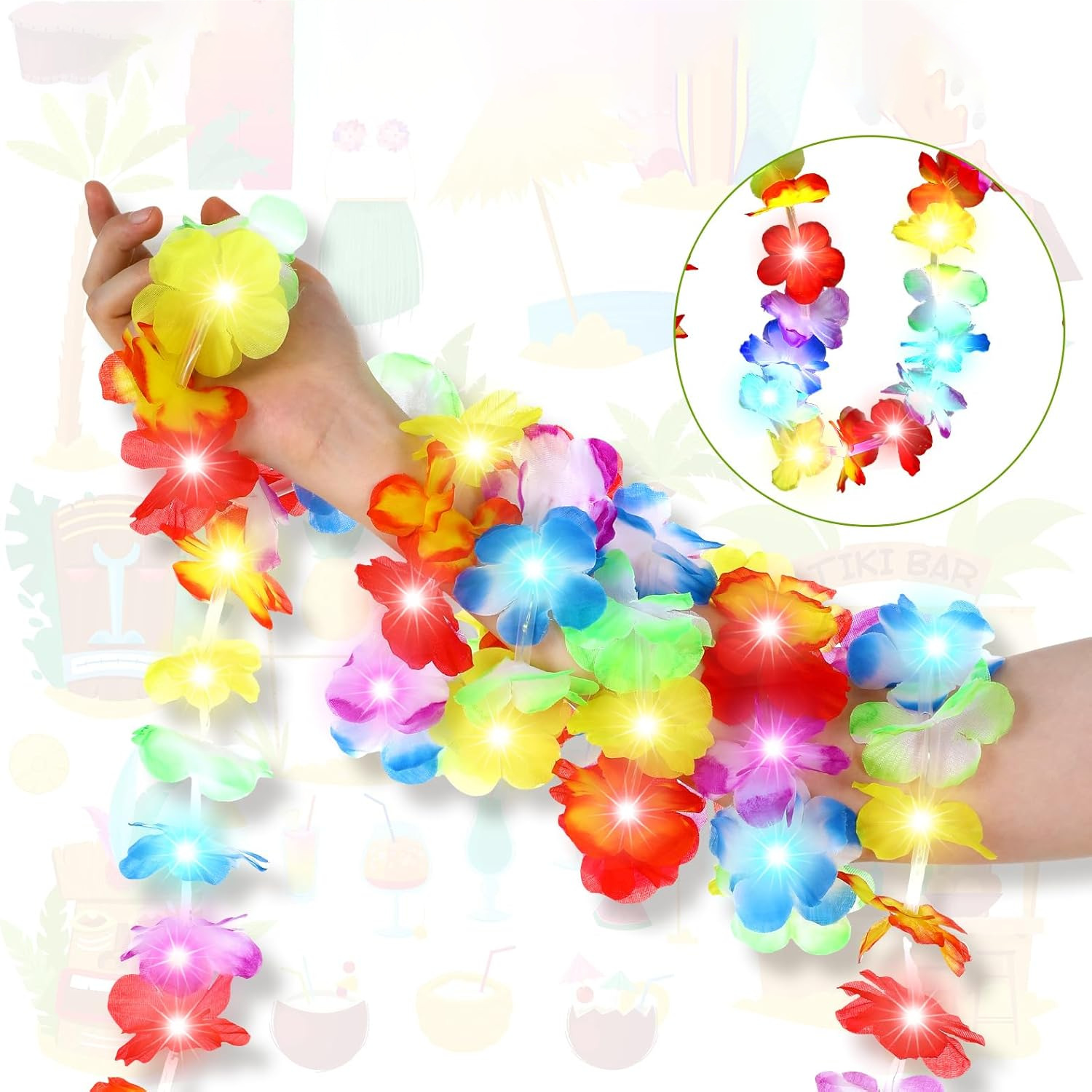 Guirlandas de color con luces Hawaiian al aire libre interior festiva decoración decorativa decoración de baile de cumpleaños guirlandas