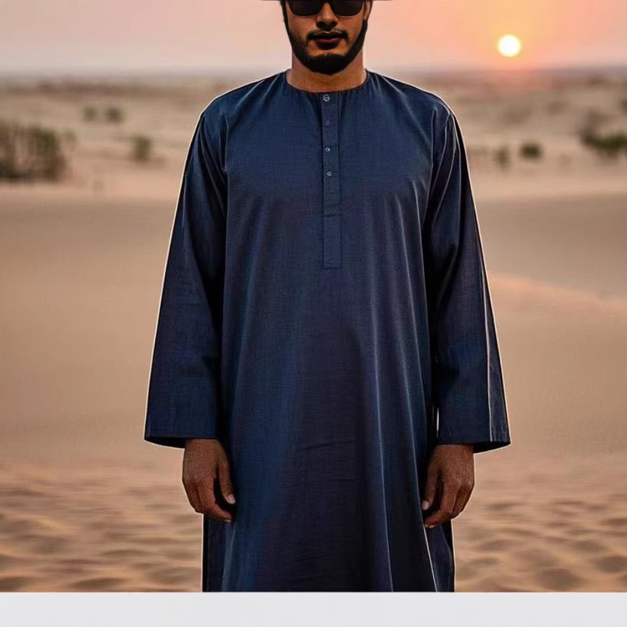 Elegant Embroidered Thobe For Men Traditional Islamic Robe_voghion.com