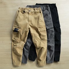 多口袋工装裤男干活春秋新款户外潮牌宽松休闲男裤青年工作裤长裤