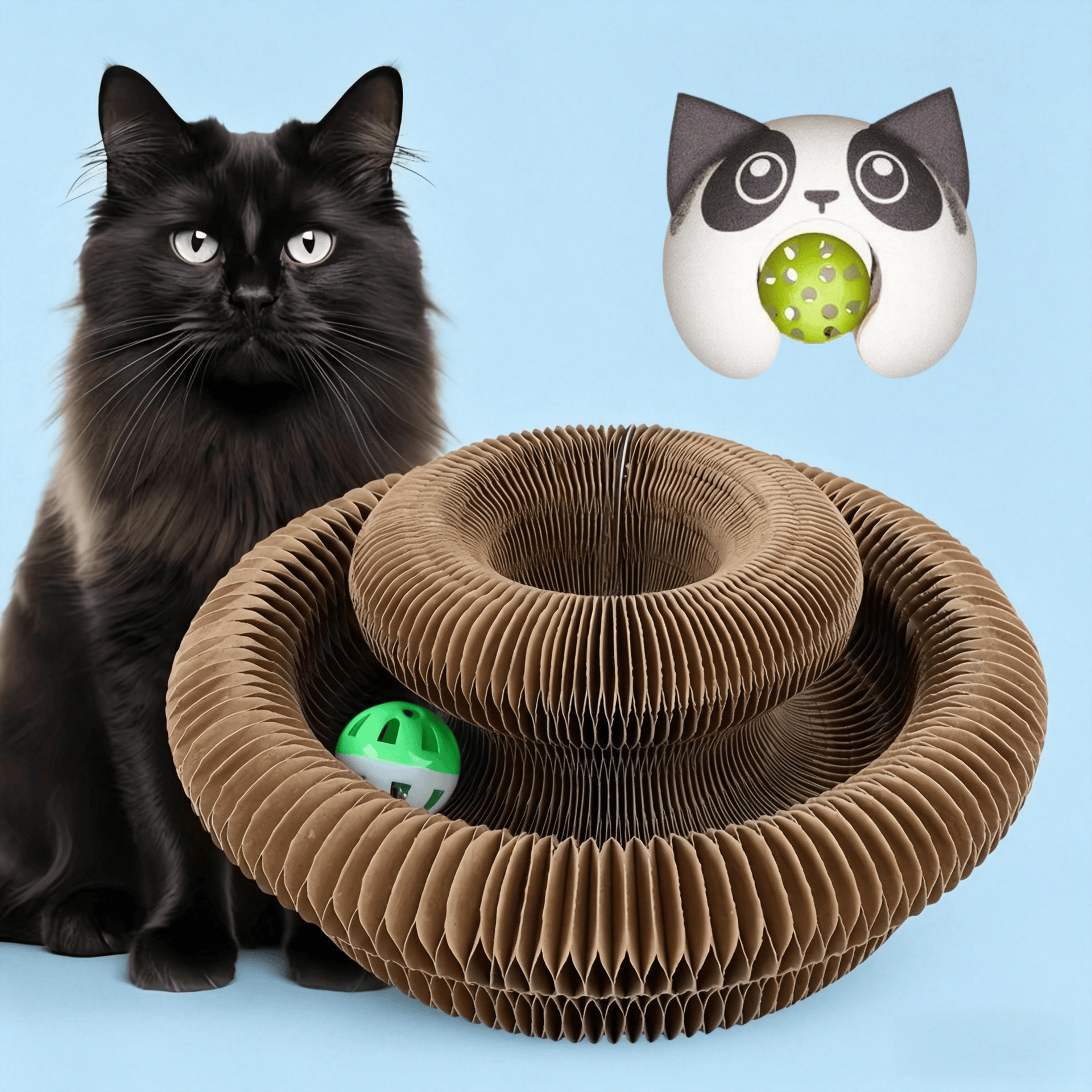 Órgano mágico para gatos agarrar tablero juguete para gatos auto-hi alivio de aburrimiento con campana papel corrugado resistente al agarramiento plegable juguete para gatos