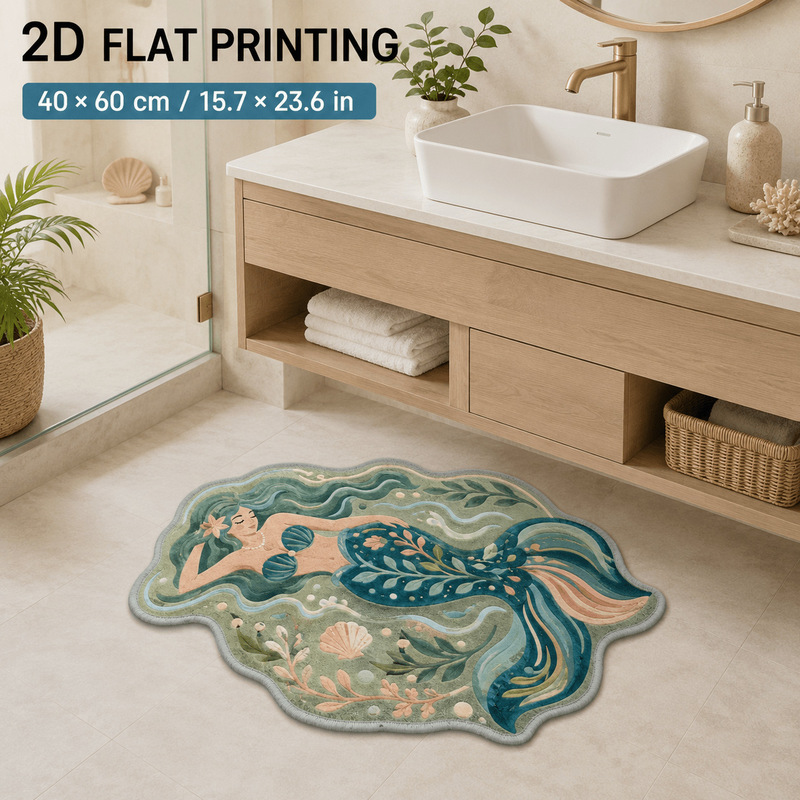 Cross-border Temu mermaid plush floor mat, thickened imitation cashmere, for room bedside, cooling pad, bathroom absorbent mat, available for dropshipping