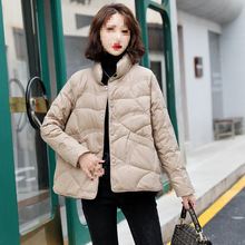 祥云压线白鸭绒短款羽绒服女新款立领洋气轻薄面包小个子宽松外套