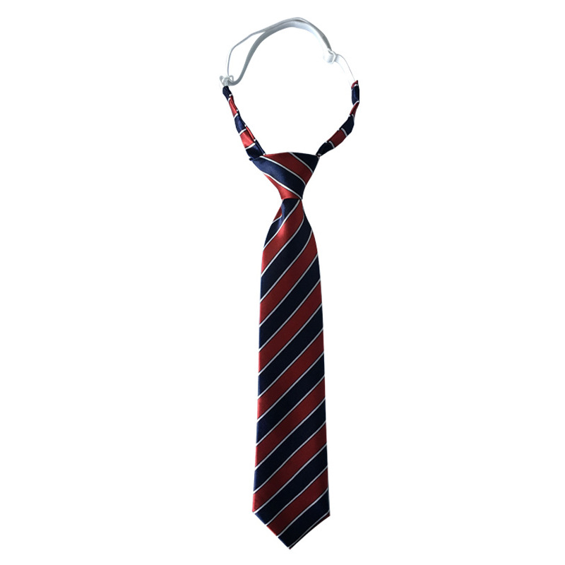 Children's tie, boy's school uniform, solid color accessories, Korean style easy-pull zipper, lazy performance tie for middle-aged and older students
