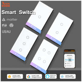 新品matter智能开关 美规澳规语音开关  118钢化玻璃触摸智能开关