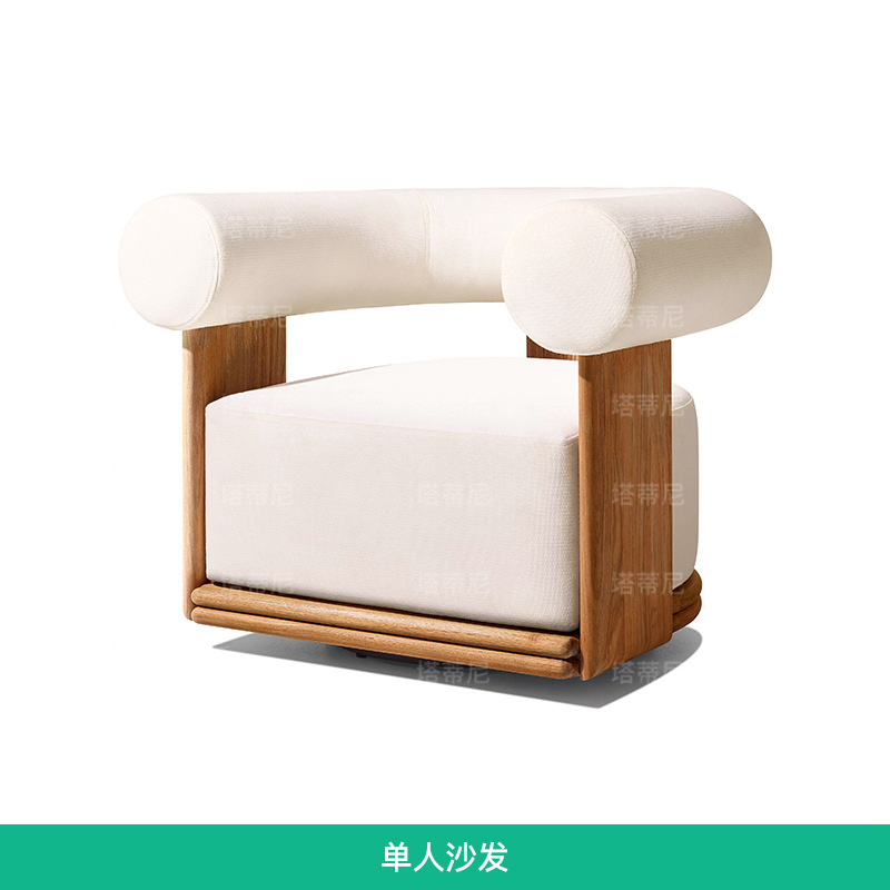 Sofá de madera de relajación al aire libre patio terraza villa al aire libre sala de sol impermeable muebles de cama de cama image 7
