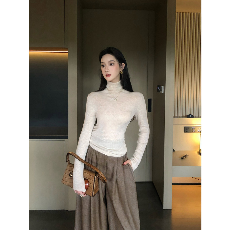 高级感超看高领内搭打底衫女秋冬针织衫 阔腿裤搭配的入秋|undefined