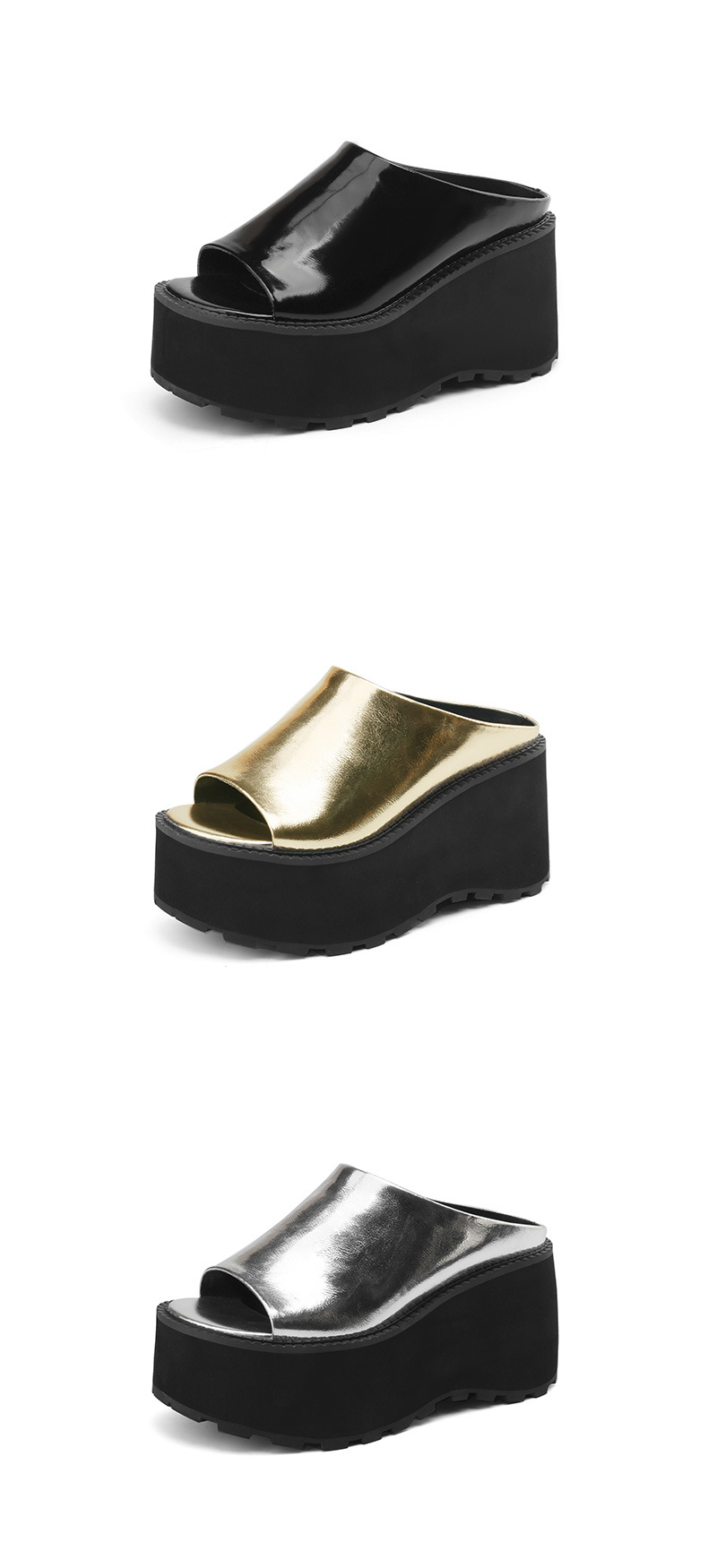 Dép sandal nữ xỏ ngón đế bệt da thật mũi hở phong cách tối giản — màu đen, màu vàng, bạc chi tiết 21