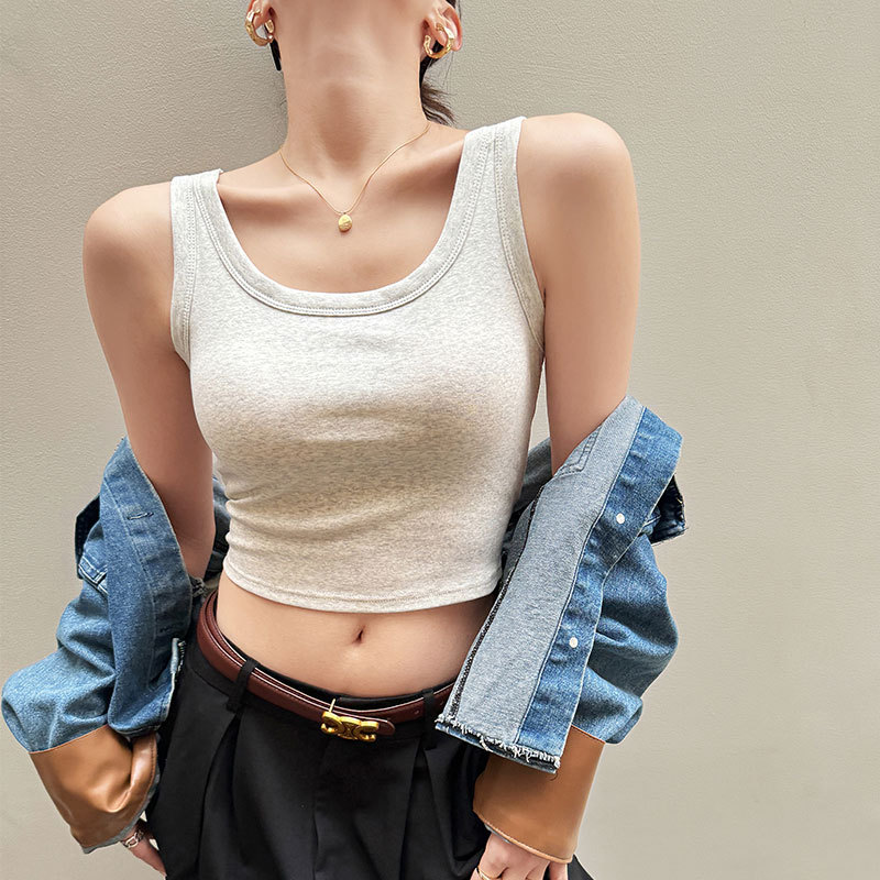 여성용 엄선된 짧은 캐미솔, 이너웨어 및 아우터웨어, 가슴 커버, 아메리칸 스타일 탑, 여름 고급