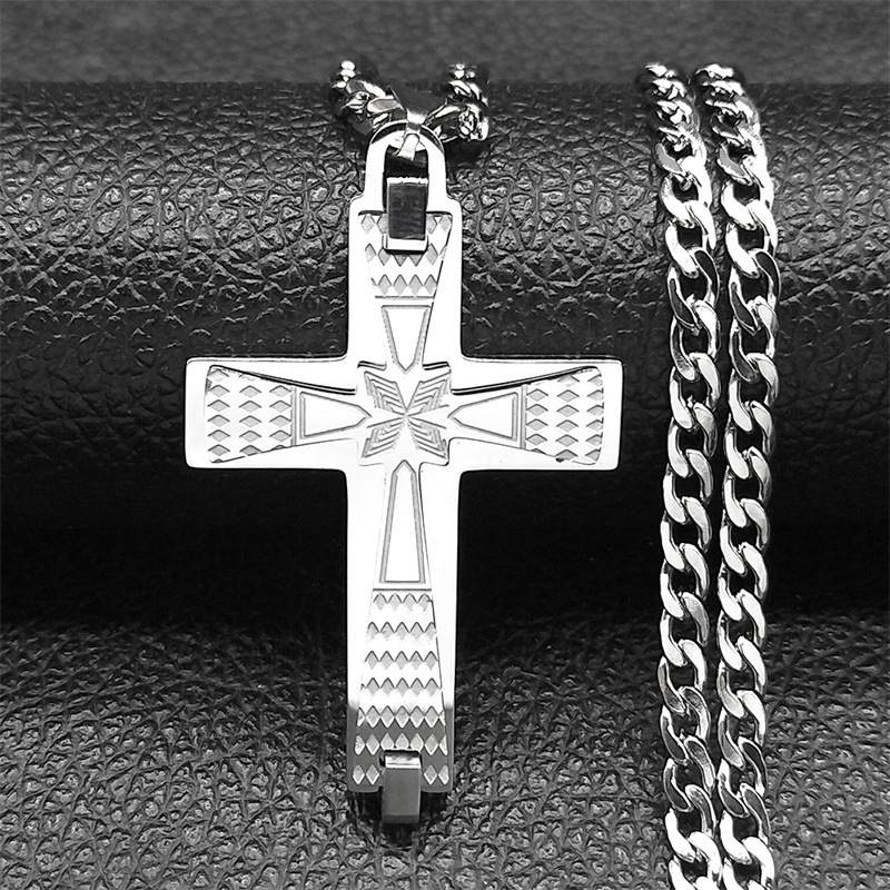 304 Stainless Steel Pendant Material Pendant Necklace Classification 304 Stainless Steel Chain Material Simple Style Cross 304 Stainless Steel Plating Unisex Pendant Necklace