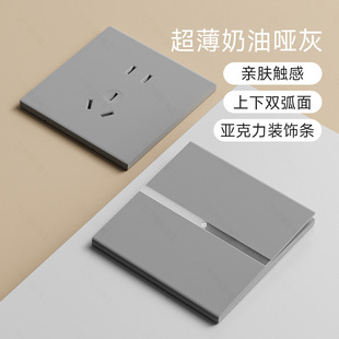 International Electrician 86 Type Gray Skin Feel Household Concealed Matte Socket Panel Switch Three-Way Four-Way One-Key Power Off