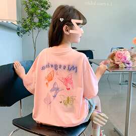 女童夏季短袖T恤T2026新款儿童洋气半袖女孩薄款体恤衫上衣百搭爆