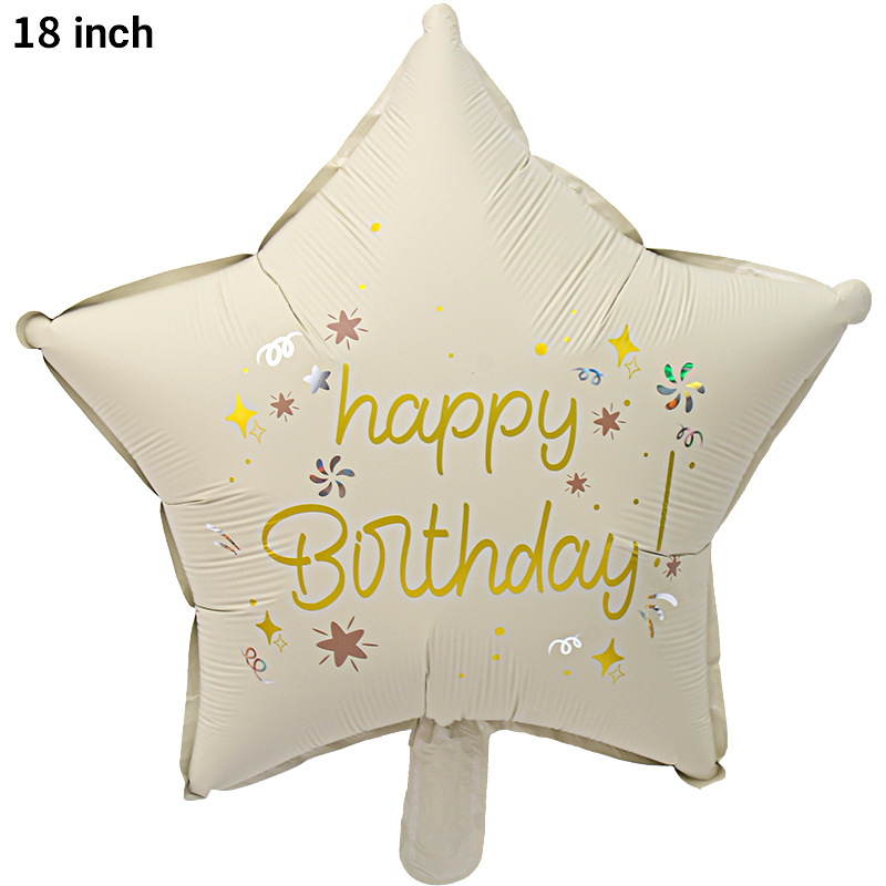 Nueva estrella de cinco puntas mate color retro feliz cumpleaños película de aluminio globo fiesta de cumpleaños decoración de escena globo al por mayor